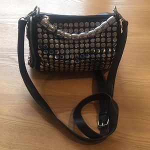 Black studded cross body or handle bag